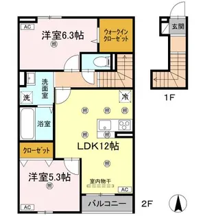 グランツ上福万 B棟【2階】の間取り