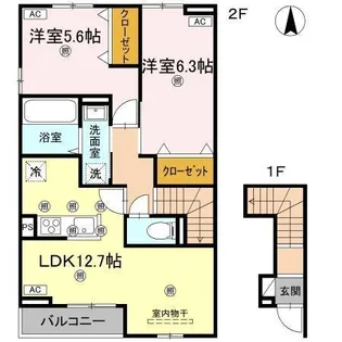 グランツ上福万 A棟【2階】の間取り