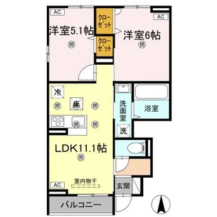 グランツ上福万 A棟【1階】の間取り