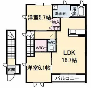 シャーメゾン A棟【201号室】の間取り
