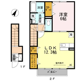 1LDKの間取り画像