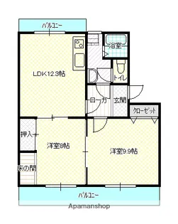 ラフェスタ鴨島【203号室】の間取り