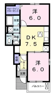ルーベル鴨島C【1階】の間取り