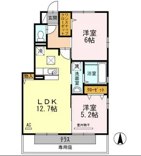 ホワイト バード B棟【1階】の間取り