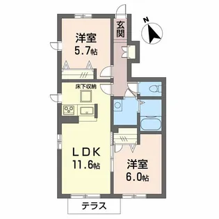 シャーメゾンAYA Ⅱ番館【1階】の間取り