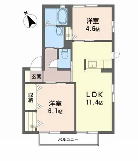 シャーメゾンソレイユ A棟【2階】の間取り
