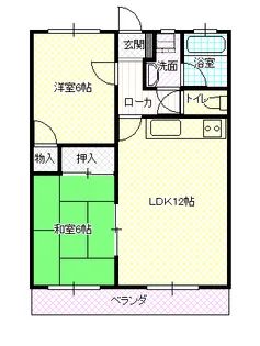喜来荘【102号室】の間取り
