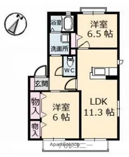 リッシュ良庵Ⅳ・Ⅴ【Ⅳ108号室】の間取り