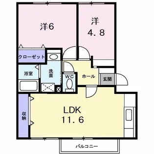 グランディール矢三B【3階】の間取り