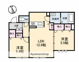 ベレオ中島田【1階】の間取り