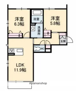 ベレオ名東【1階】の間取り