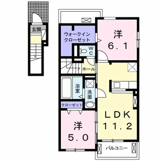 カーサ八万 Ⅱ【2階】の間取り