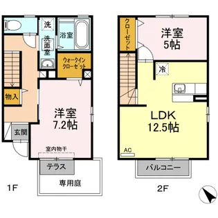 徳島県徳島市安宅2丁目【テラスハウス】の間取り