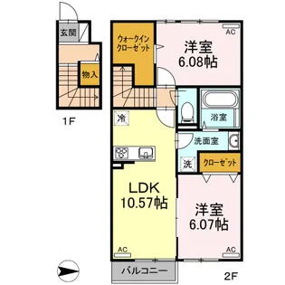 ボヌール城南【2階】の間取り
