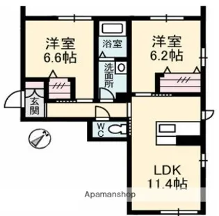 ローレルTAKU【1階】の間取り