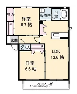 グランマスト春日 B棟【2階】の間取り
