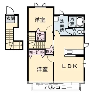 2LDKの間取り画像