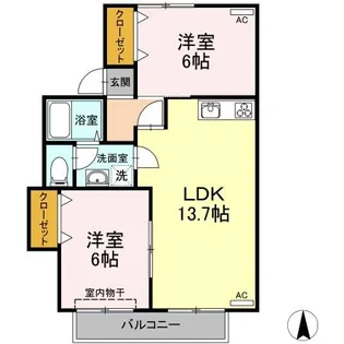 セジュール園木 B棟【2階】の間取り