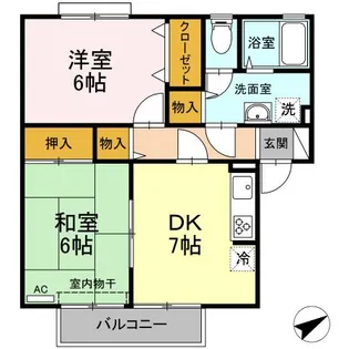 シャトル沖浜 A棟【1階】の間取り