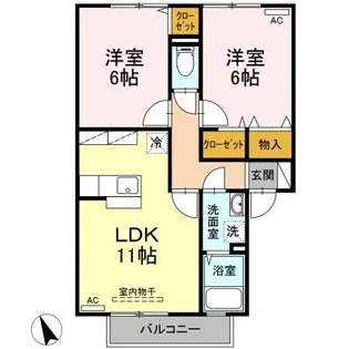 エーデルハイム Ⅰ棟【I203号室】の間取り