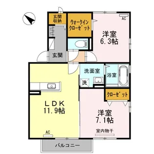 レーベン ヒルズ C棟【2階】の間取り