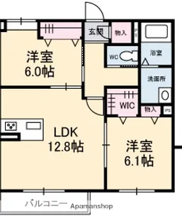 徳島県徳島市鮎喰町1丁目【アパート】の間取り