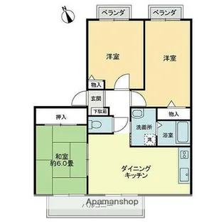 フォブールあすかA・B棟【A201号室】の間取り