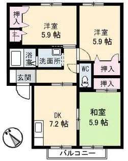 パティオ 3棟【2階】の間取り