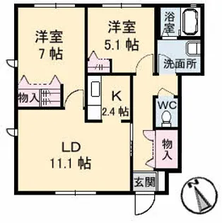 クレシェンドK【1階】の間取り