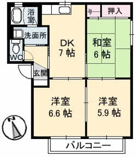 バリュージュヤシマ C棟【2階】の間取り