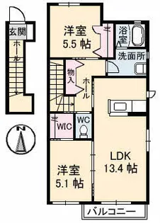 ウィステリア A棟【2階】の間取り