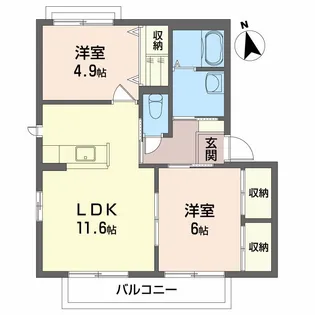 YMハイツ A棟【1階】の間取り
