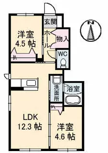 ウィステリア B棟【1階】の間取り