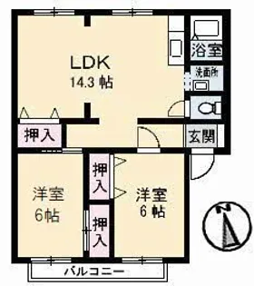 サンビレッジ高松 B棟【2階】の間取り