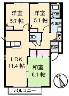 ラフォーレ C棟【1階】の間取り