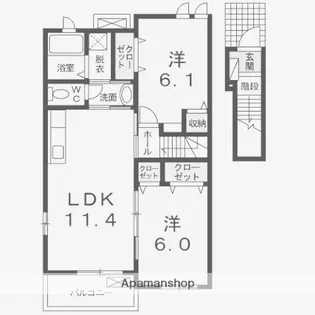 テン・リバーD【2階】の間取り