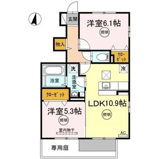 クレール B棟【1階】の間取り