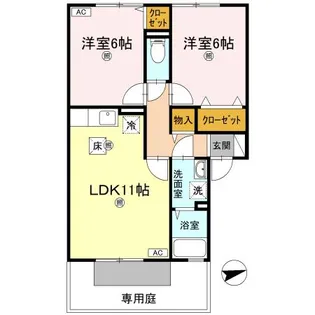 メゾンシャルム木太 B棟【1階】の間取り