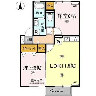 クレイドルF松縄【2階】の間取り