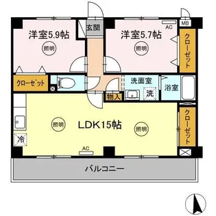 ハピネス三条【2階】の間取り