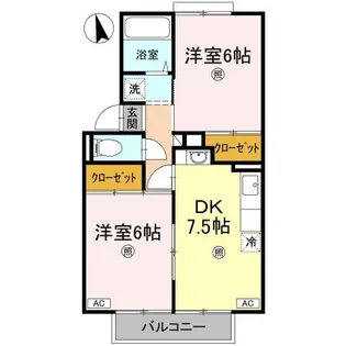 ウエストハイツ屋島 B棟【2階】の間取り