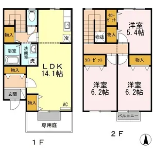香川県高松市春日町【テラスハウス】の間取り