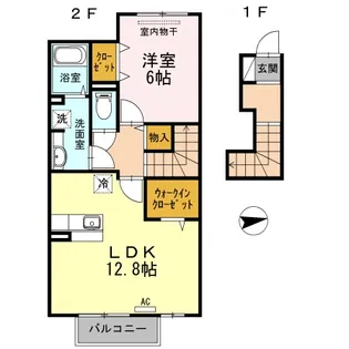 クオーレ・アロッジオ 勅使【2階】の間取り