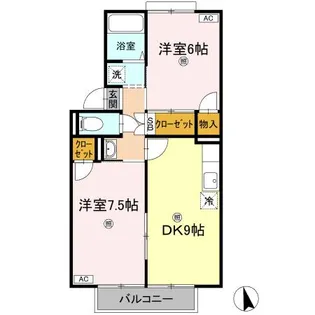 ウエストハイツ屋島 C棟【2階】の間取り