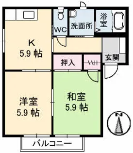 フォーレスフィッシュ B棟【202号室】の間取り