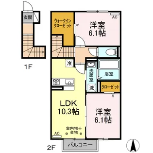 リーブルI A棟【2階】の間取り
