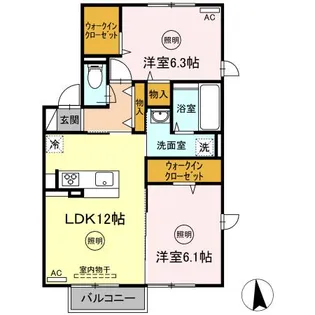 リリックガーデン B棟【2階】の間取り