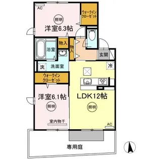 リリックガーデン B棟【1階】の間取り