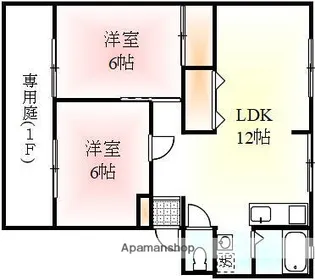 サンライフ川西B【102号室】の間取り
