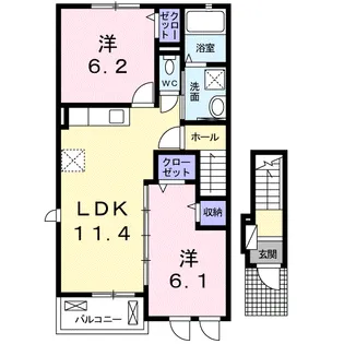 ウエストヴィレッジⅡ【2階】の間取り